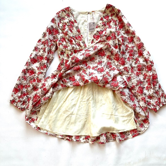 FREE PEOPLE KEEP YOU SMOCKED FLORAL FIT N FLARE MINI DRESS. IN STORES NWT! SzXS - Picture 8 of 14